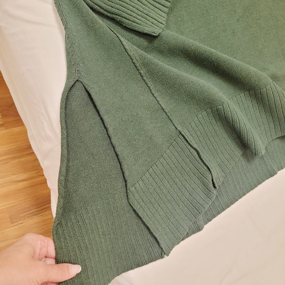 Free People Orion Sweater Large Green ALine V Neck Tunic Oversized Boho Slouchy - Picture 6 of 12